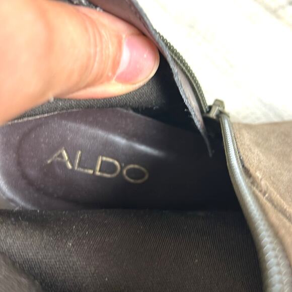 Aldo Womens 7 Gray Suede Leather Over The Knee Lace Back Zip Heeled Boots - Picture 12 of 12